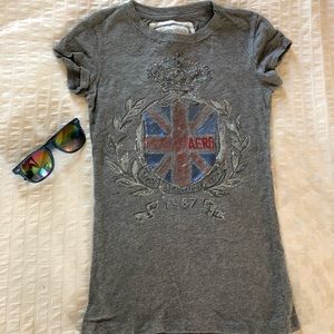 British flag Gray T With Blue Sunglasses
